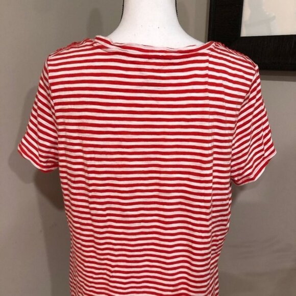 *TALBOTS* Red x White Striped Short Sleeve Shirt - Picture 4 of 6